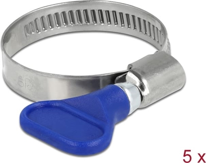 Picture of Delock Butterfly Hose Clamp stainless steel 400 SS 25 - 40 mm 5 pieces blue