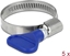 Picture of Delock Butterfly Hose Clamp stainless steel 400 SS 25 - 40 mm 5 pieces blue