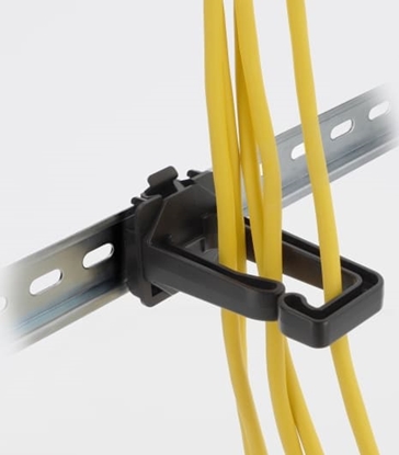 Picture of Delock Cable Bracket 70 x 24 mm with mounting plate for DIN rail mounting black