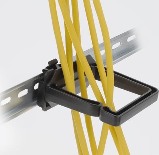 Picture of Delock Cable Bracket 70 x 70 mm with mounting plate for DIN rail mounting black