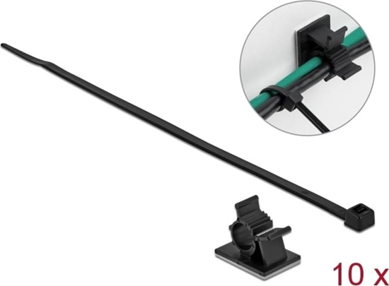Picture of Delock Cable Clamp 25 x 18 mm with Cable Tie L 200 x W 3.6 mm black