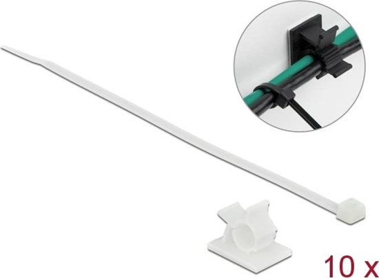 Picture of Delock Cable Clamp 25 x 18 mm with Cable Tie L 200 x W 3.6 mm white