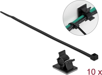 Изображение Delock Cable Clamp 37 x 18 mm with Cable Tie L 300 x W 4.8 mm black