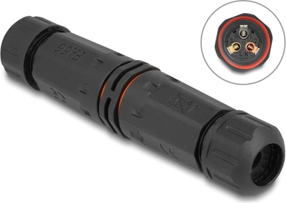Picture of Delock Cable connector for outdoor 3 pin, IP68 waterproof, screwable, cable diameter 4.5 - 7.5 mm black