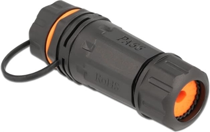 Picture of Delock Cable Connector RJ45 jack to RJ45 jack Cat.6A with housing and protective cap waterproof