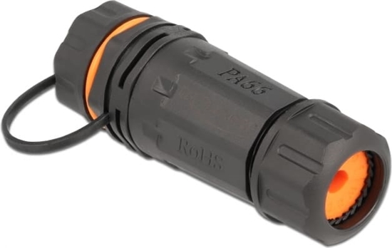 Picture of Delock Cable Connector RJ45 jack to RJ45 jack Cat.6A with housing and protective cap waterproof