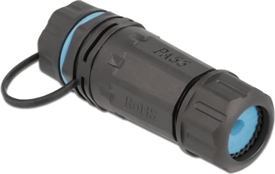Picture of Delock Cable Connector RJ45 jack to RJ45 jack Cat.6A with housing and protective cap waterproof