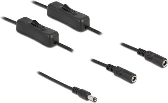 Изображение Delock Cable DC 5.5 x 2.1 mm male to 2 x DC female with switch 1 m