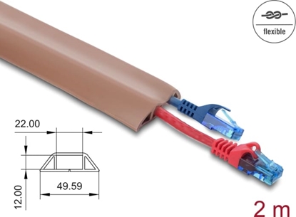 Picture of Delock Cable Duct PVC flexible 50 x 14 mm - length 2 m brown