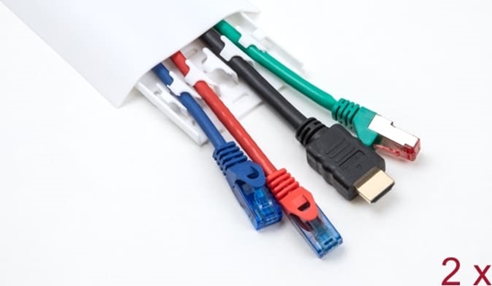 Picture of Delock Cable Duct self-adhesive with cable fixing 85 x 10 mm - length 300 mm 2 pcs white