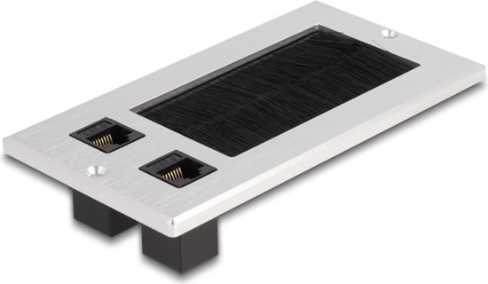 Picture of Delock Cable entry with brush and 2 x RJ45 Keystone module Cat.6 aluminium