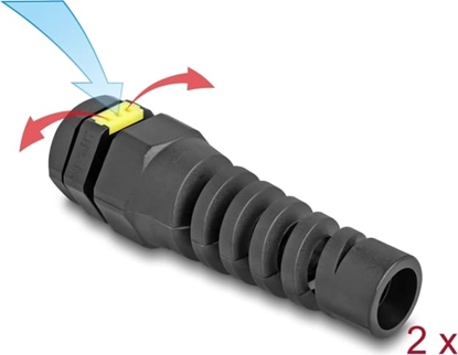 Picture of Delock Cable Gland M12 with ventilation and strain relief IP68 dust and waterproof black 2 pieces