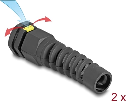 Picture of Delock Cable Gland M16 with ventilation and strain relief IP68 dust and waterproof black 2 pieces