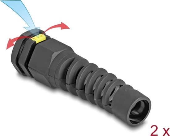 Picture of Delock Cable Gland M16 with ventilation and strain relief IP68 dust and waterproof black 2 pieces