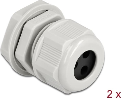 Picture of Delock Cable Gland PG13.5 for round cable with three cable entries grey 2 pieces