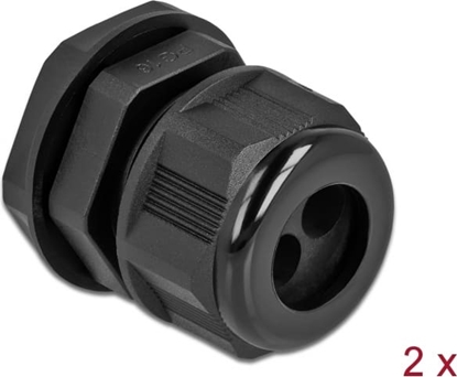 Picture of Delock Cable Gland PG16 for round cable with two cable entries black 2 pieces
