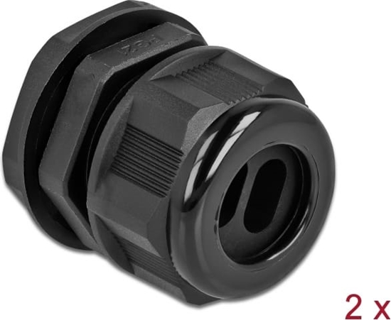 Picture of Delock Cable Gland PG21 for flat cable with two cable entries black 2 pieces
