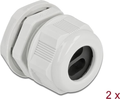 Picture of Delock Cable Gland PG21 for flat cable with two cable entries grey 2 pieces