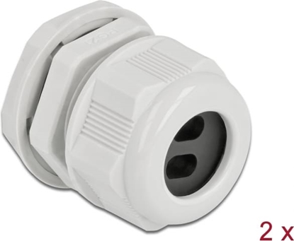 Picture of Delock Cable Gland PG21 for flat cable with two cable entries grey 2 pieces