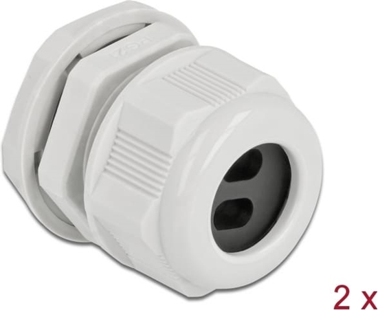 Picture of Delock Cable Gland PG21 for flat cable with two cable entries grey 2 pieces
