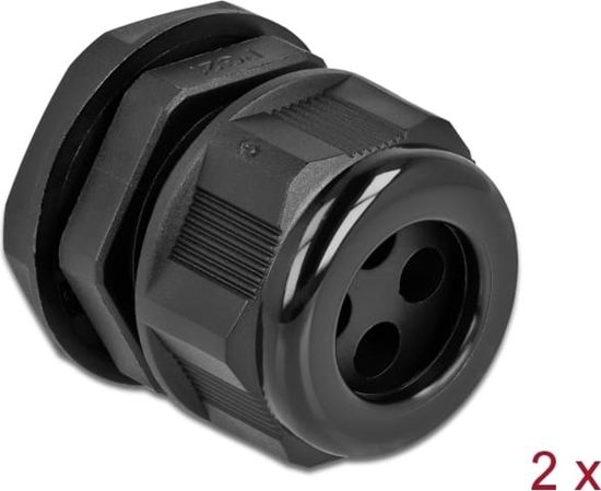 Picture of Delock Cable Gland PG21 for round cable with four cable entries black 2 pieces