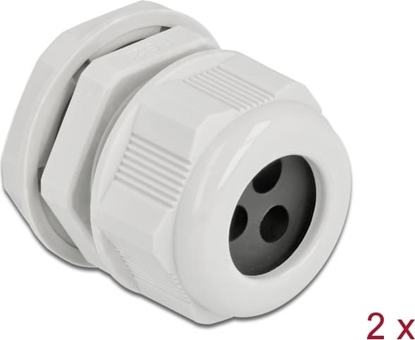 Picture of Delock Cable Gland PG21 for round cable with three cable entries grey 2 pieces