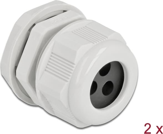 Picture of Delock Cable Gland PG21 for round cable with three cable entries grey 2 pieces