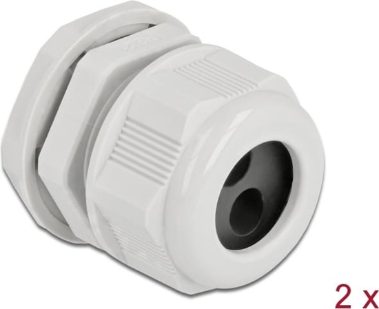 Picture of Delock Cable Gland PG21 for round cable with two cable entries grey 2 pieces