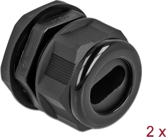 Picture of Delock Cable Gland PG29 for flat cable black 2 pieces