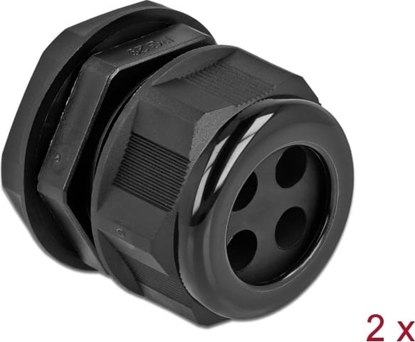 Picture of Delock Cable Gland PG29 for round cable with four cable entries black 2 pieces