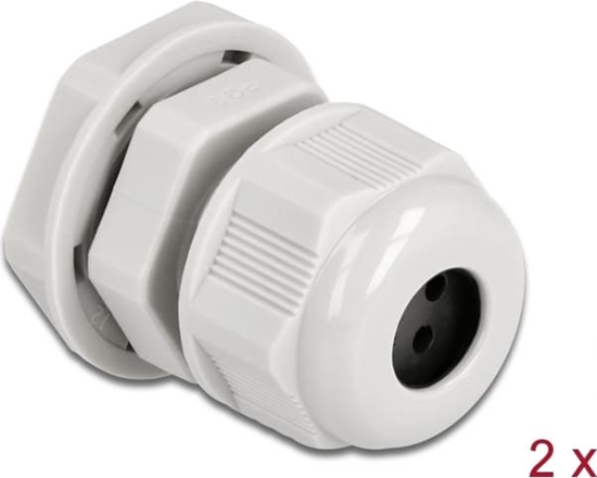 Picture of Delock Cable Gland PG9 for round cable with four cable entries grey 2 pieces