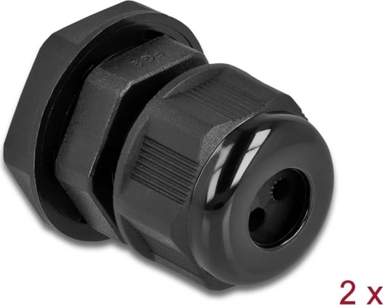 Picture of Delock Cable Gland PG9 for round cable with three cable entries black 2 pieces