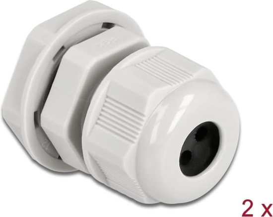 Picture of Delock Cable Gland PG9 for round cable with three cable entries grey 2 pieces