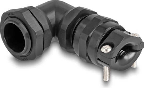 Picture of Delock Cable Gland with strain relief and bending protection 90° angled PG11 black