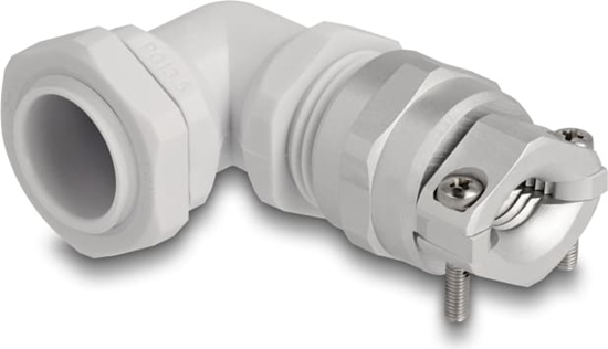 Picture of Delock Cable Gland with strain relief and bending protection 90° angled PG13,5 grey