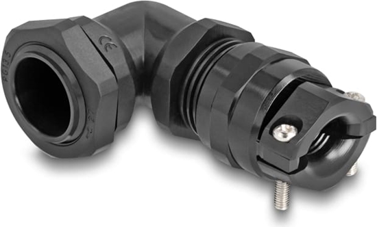 Picture of Delock Cable Gland with strain relief and bending protection 90° angled PG13.5 black
