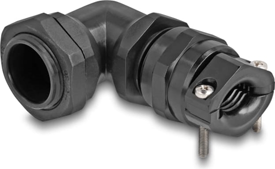 Picture of Delock Cable Gland with strain relief and bending protection 90° angled PG16 black