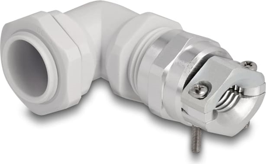 Picture of Delock Cable Gland with strain relief and bending protection 90° angled PG16 grey
