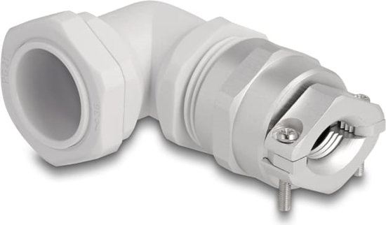 Picture of Delock Cable Gland with strain relief and bending protection 90° angled PG21 grey