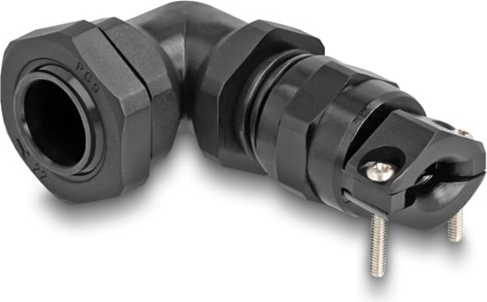 Picture of Delock Cable Gland with strain relief and bending protection 90° angled PG9 black