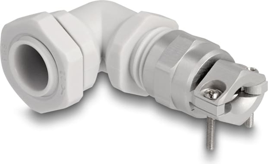 Picture of Delock Cable Gland with strain relief and bending protection 90° angled PG9 grey