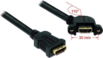 Picture of Delock Cable HDMI A female > HDMI A female panel-mount 110° angled 25 cm
