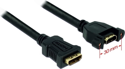Picture of Delock Cable HDMI-A female > HDMI-A female panel-mount 4K 30 Hz 0.25 m