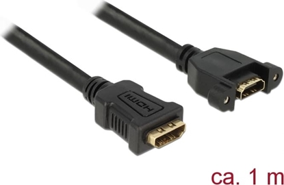 Picture of Delock Cable HDMI-A female > HDMI-A female panel-mount 4K 30 Hz 1 m