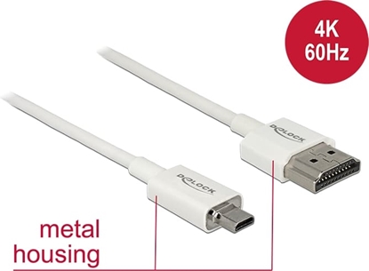 Picture of Delock Cable High Speed HDMI with Ethernet - HDMI-A male > HDMI Micro-D male 3D 4K 2 m Slim High Quality