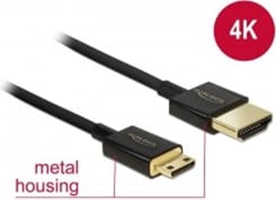 Picture of Delock Cable High Speed HDMI with Ethernet - HDMI-A male > HDMI Mini-C male 3D 4K 1 m Slim High Quality