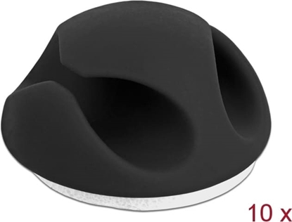 Picture of Delock Cable Holder Mini with 2 feed-throughs self-adhesive Set 10 pieces black