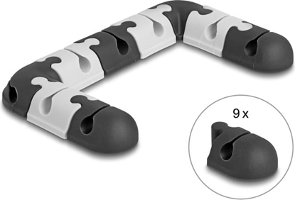 Picture of Delock Cable holder self-adhesive modular set 9 pieces black / grey
