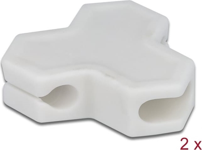 Picture of Delock Cable holder self-adhesive with 3 feed-throughs (1 x flat cable and 2 x round cable) 2 pieces white