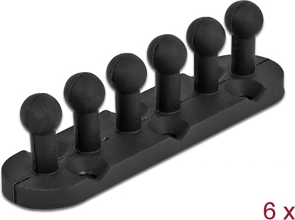 Picture of Delock Cable Holder with 5 feed-throughs self-adhesive / screwable 6 pieces black